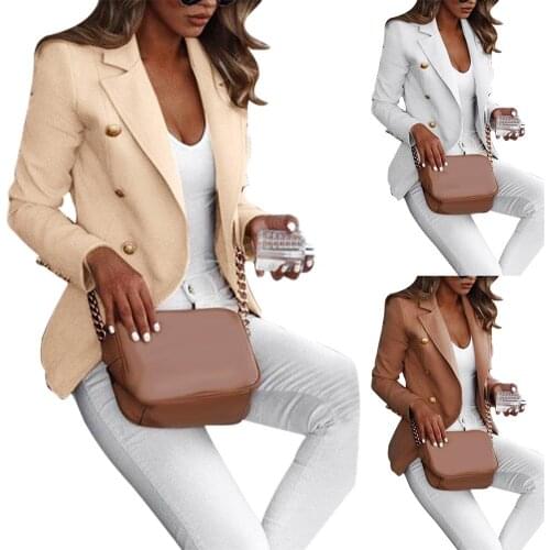 Autumn Solid Color Lapel Long Sleeve Business Women Blazer Coat Suit Jacket Jacket Ladies Talever Coat Women Office Work Suit