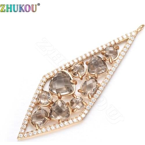 ZHUKOU Geometric Diamond Pendant Bling Bling Handmade Earrings Necklace Pendant for Jewelry Accessories model:VD385