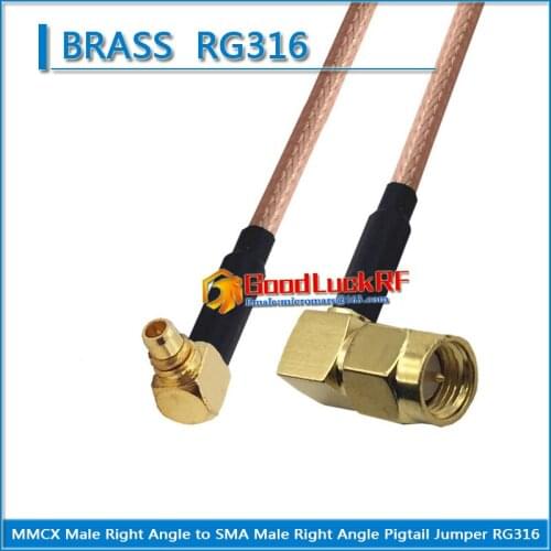 MMCX Male Right Angle 90 Degree to SMA Male Right Angle Plug Coaxial Pigtail Jumper RG316 extend Cable Tpye L Low Loss