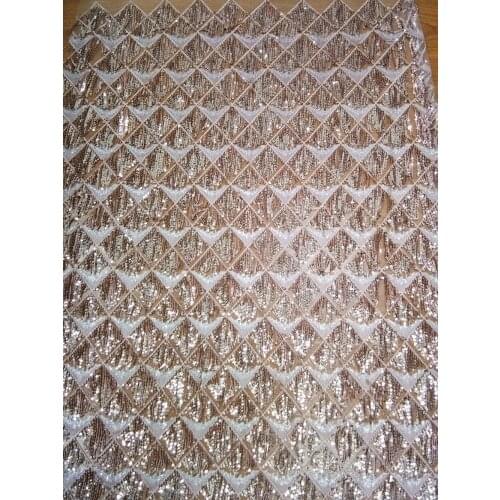 1yard /lot African Flower 2019 Sequin Embroidery Indian Nigerian Lace Fabric For Wedding Dress