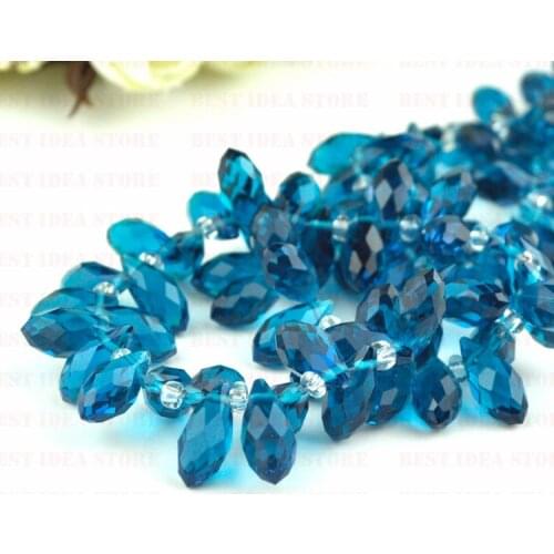 100pcs/lot Blue Color Waterdrop Crystal Glass beads 6x12mm Jewelry DIY Crystal Beads Free Shipping