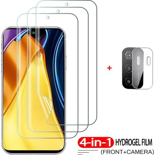 3+1, hydrogel film+camera glass for poco m3 pro 5g screen protector pocophone f3 x3 nfc xiaomi poko m3 pro hidrogel poco m 3 pro