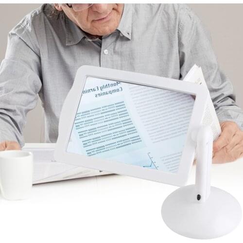3X Desktop Magnifying Glass With Led Light Illuminated Magnifier Screen 360 Degree Rotation for Older Read Newspaper Books
