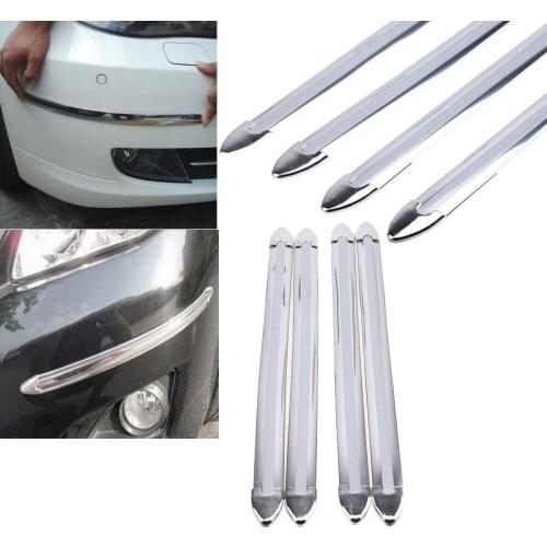 POSSBAY Silver 4Pcs Chrome Bumper Corner Guard Edge Protector Car Auto Bil Automobile Carro Decoration Strips Car Styling