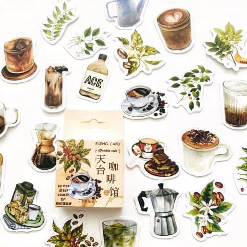 46 pcs /Box Vanilla Coffee Decorative Adhesive Stickers Album Diary Paper Hand Account Cup Decor