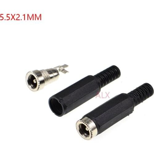 5PCS dc power jack socket connector FEMALE PLUG 5.5*2.1mm 5.5X2.1MM adapter welding type