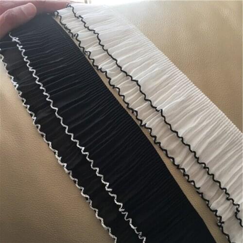 5yards/lot New Black/White Ruffled Retro Trim Pleated Lace For Garment Bed Doll Clothes All DIY Accessories Z1196
