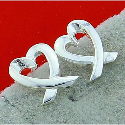 925 Sterling Silver Lovelry Heart Charm Earrings For Women Girls Fashion Jewelry Wedding Party Earrings Gifts
