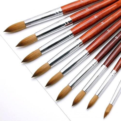 Acrylic Nail Brush Gel Builder Manicure Liner Nails Art Mink Drawing Brushes Liquid Powder DIY Wood Handle Carving Pen Tools