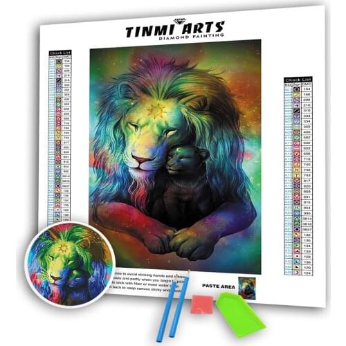 5D DIY Full Round AB Diamond Paintings Sun Lion Animal Cross Stitch Mosaic Kits Embroidery Paint Art Sticker Decoration Home