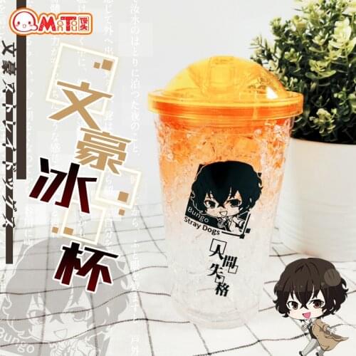 Anime Bungou Stray Dogs Cosplay Cup Water dazai osamu Drink Bottle Student Refrigeration Cup Transparency Crushed ice Cup Gifts
