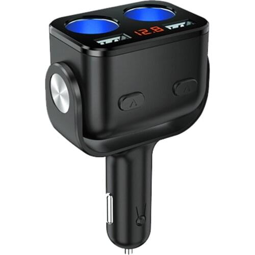 12V-24V Car Cigarette Lighter Auto Splitter Socket 2USB Quick Car Charger QC3.0 Fast Charge with Switch Voltage Display Charger
