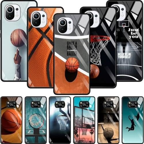 Basketball Basket Tempered Glass Case For Xiaomi Poco X3 NFC 10T 11 Pro Lite 11 Ultra F3 M2 11i Note 10 lite Bumper Smartphone