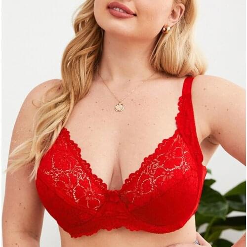 Adjusted Straps Push Up Sexy Lace Bras for Woman Brassiere Ladies Bra Top 3/4 Cup C D DD E Bralette 34 36 38 40 42 44 46