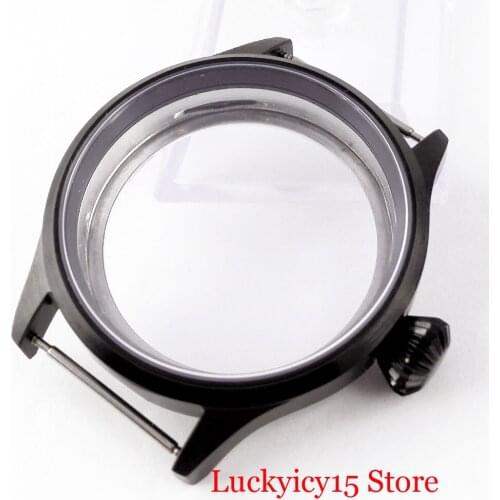 PVD Plated 43mm Watch Case with Sapphire Glass Fit ETA 6497 6498 Hand Winding Movement