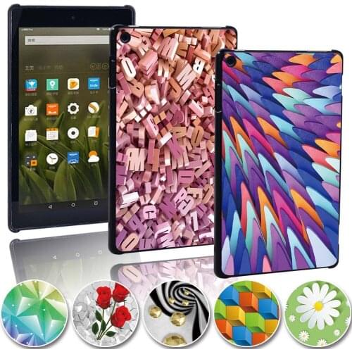 Printed 3D Art Tablet Shell Cover Case for Amazon Fire 7 (5/7/9th)/Fire HD 8 (6/7/8th)/Fire HD 10 (5/7/9th) Case + Pen