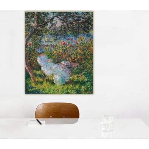 Citon Claude monet《Alice Hoschede in the Garden》Canvas Oil Painting Artwork Poster Picture Wall Background Decor Home Decoration