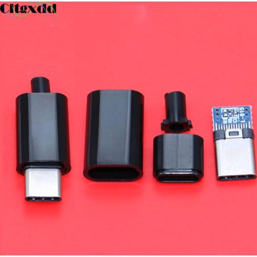 Cltgxdd 4 in 1 USB type-c male plug connector kit cover,blak Plastic case USB Type C charging socket interface