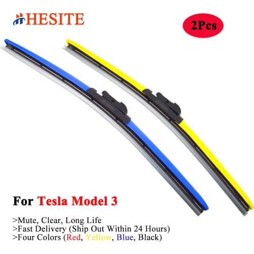 HESITE Colored Car Windshield Wipers For Tesla Model 3 Hatchback 2016 2017 2018 2019 2020 2021 Accessories Blue Yellow Red Wiper