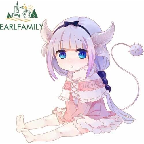 EARLFAMILY 13cm x 12.7cm for Kobayashi Dragon Maid Decal Laptop Bumper Waterproof Car Stickers Personality VAN Vinyl Car Wrap