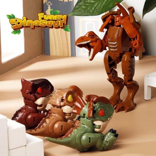 Cute Jurassic Park Dinosaurs Deformation Mecha Robot Toys for Boys Over 2 Years Dino Action Figure for Kids Eduactional Gifts