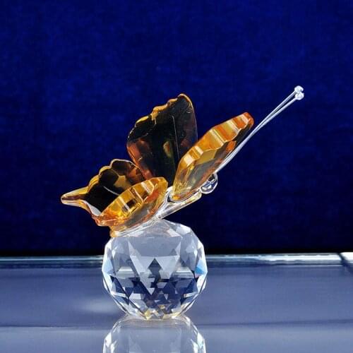H&D Crystal Butterfuly X'mas Gifts Figurines Paperweight Craft Art&Collection Table Car Ornaments Souvenir Home Wedding Decor