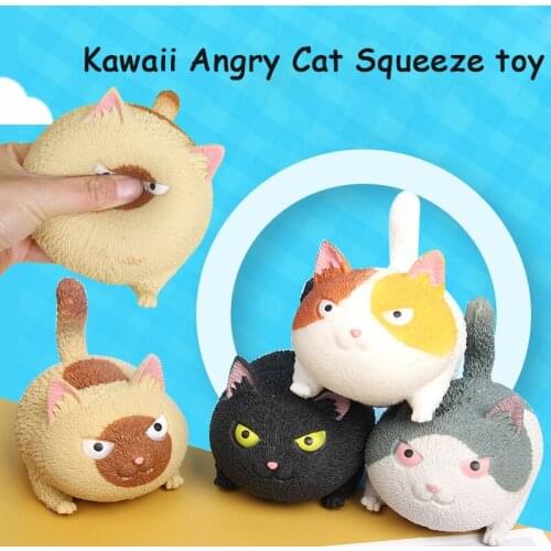 Kawaii Angry Cat Squeeze Toy Kitty Decompression Toys Mini Animals Antistress Gadget Squish Anti-Stress Toys Adults Kids Gift