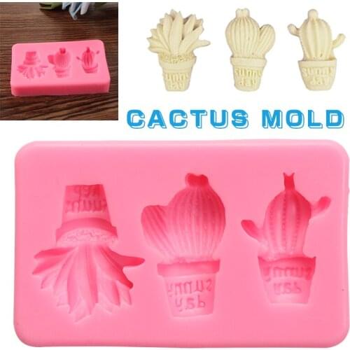 Silicone Mold Plant Cactus Shaped Concrete Molds Aroma Therapy Wax Mold Suitable for Cake Jelly Soap Mold DIY Baking Tool