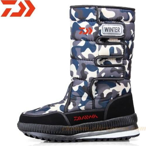 Daiwa 2021 Camouflage Snow Boots Platform Men Winter Fishing Shoes High Quality Warm Non-slip Waterproof Boots for -40 Degrees
