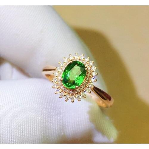 Z610 Tsavorite Ring Fine Jewelry 18 K Gold Natural Unheat 1.02ct Tsavorite Gemstones Diamonds Female Wedding Rings