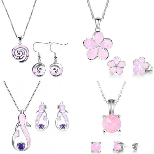 20 Sets Fashion Temperament Jewelry Sets Exquisite CZ Stone Pendant Necklace Earrings for Women Anniversary Jewelry Set Gift