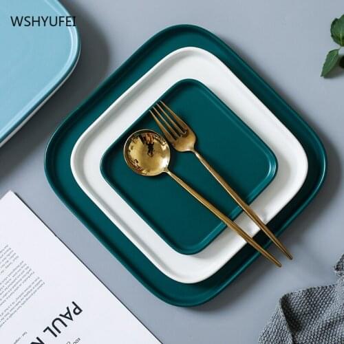 Nordic Creative Square Ceramic Dinner Plate Western Steak Home Dessert Salad Plate Exquisite Kitchen Ceramic Tableware