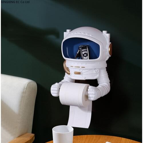 Creative Cartoon Astronaut Roll Tissue Holder Living Room Kitchen Bathroom Wall Storage Toilet Wall-mounted Tissue Holder