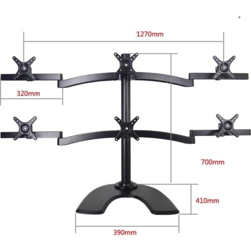 360 rotate big base 10"-27" 8kg aluminum 100x100 six lcd vesa monitor mount arm desktop stand computer desk bracket holder
