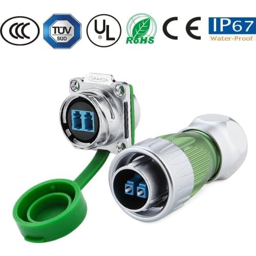 M24 metal LC optical fiber Waterproof connector IP67 Protective fiber optic ring connector Cable optical fiber connector
