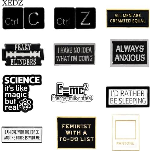 XEDZ Fashion personality text geometric badge badge zinc alloy denim clothes pendant jewelry friend gift
