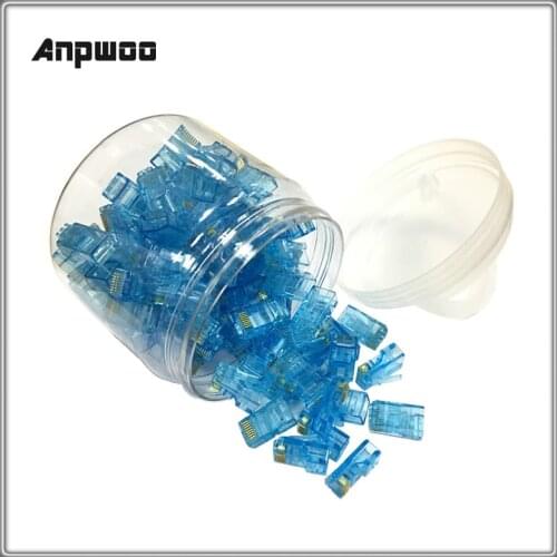Colorful Anpwoo Amp01 100PCS RJ45 RJ-45 CAT5 CAT5E Modular Cable Head Plug Ethernet Gold Plated Network Connector Best Promotion
