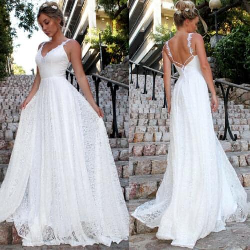 2020 Newest Hot Sweet Women Floral White Dress Strap Bandage Backless Long Maxi Summer Dresses Ladies Party Vestidos Lace Dress