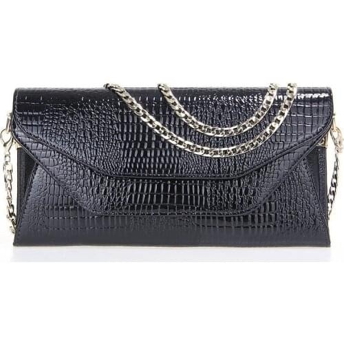 New in patent leather women long purse chain clutch daily use evening party bags