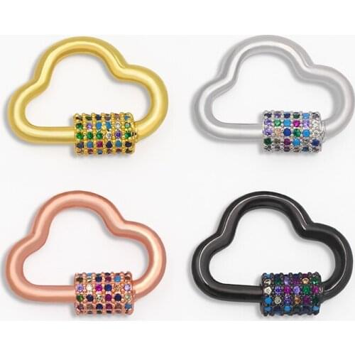 OCESRIO Rainbow DIY Pendant Carabiner Small Clound Glossy Screw Zircon Clasps Decoration For Mesh Chains Making Supplies cspa039