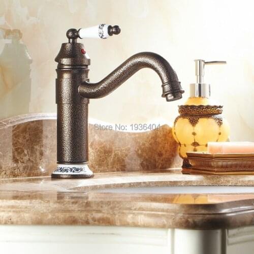 Single Handle Classic European Style Basin Faucet Antique Bacia Torneira Hot and Cold Swivel Bath Basin Mixer Taps RB1043