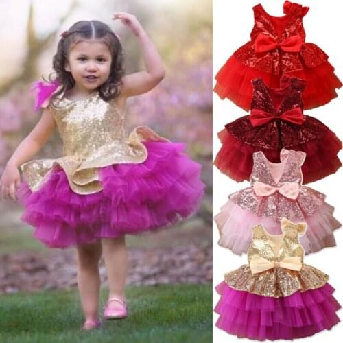 Newborn Girl Dresses Princess Tutu Toddler Kids Baby Girl Clothes Pageant Princess Dress Lace Tutu Sequins Dress 1-6 Years