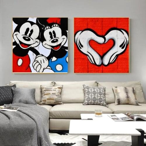 Disney Mickey Mouse Poster and Print Mickey Minnie Character Canvas Painting Wall Art Picture for Living Room Decor Cuadros