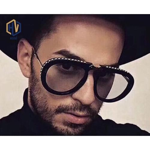 Luxury Crystal Folding Pilot Sunglasses Women Brand Designer Oversize Clear Pink Blue Yellow Sun Glasses Men