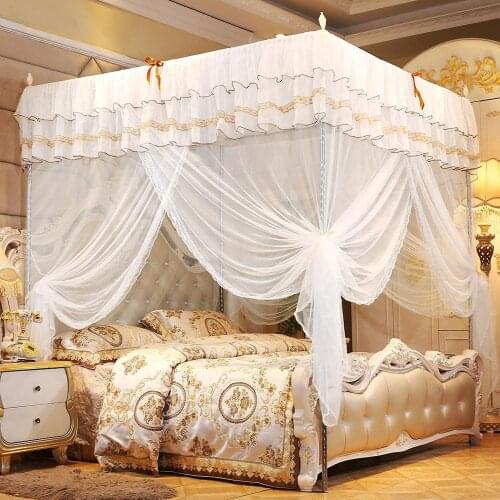 Luxury Princess 4 Corners Post Bed Canopy Mosquito Net Bedroom Mosquito Netting Bed Curtain Canopy Netting Mosquito