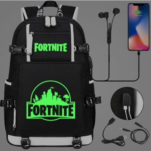Games Fortress Backpack Luminous USB Charge Fortnite Teenagers Students School Bags Men & Women Leisure Travel Mochilas