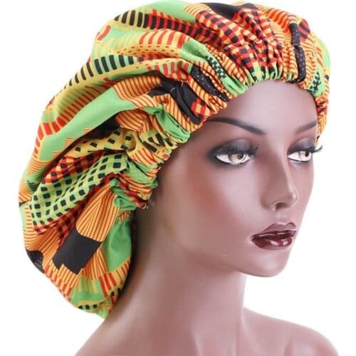 Extra Large Satin Lined Bonnets Women African Pattern Print Fabric Ankara Bonnets Night Sleep Hat Ladies Turban Bonnet Cap