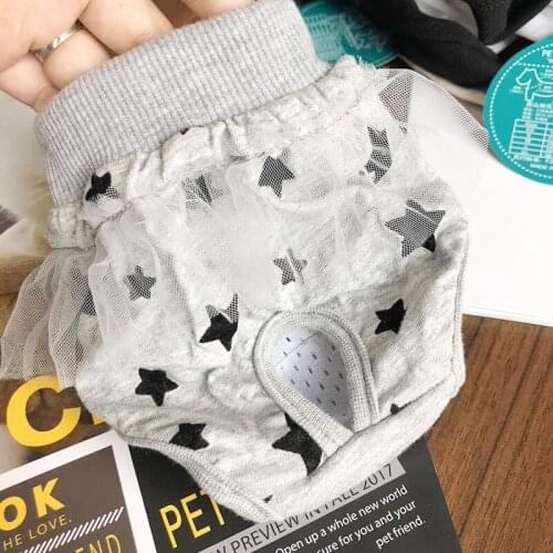 Stars Print Pet Dog Shorts Diaper Sanitary Physiological Pants Washable Female Dog Gray Cotton Short Panties Underwear Briefs