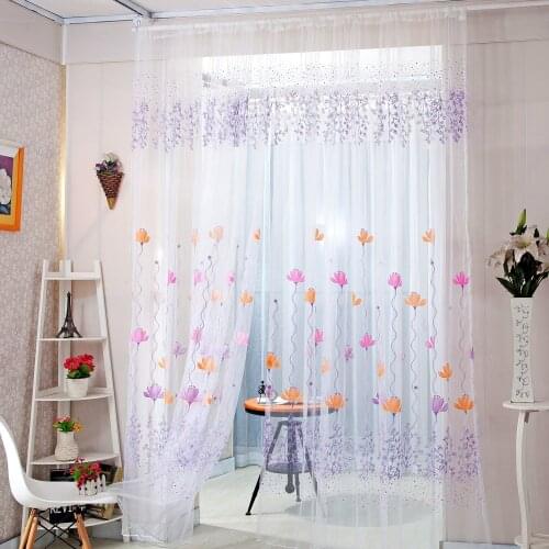 1PC Modern Lotus Sheer Curtain Tulle Window Treatment Voile Drape Valance 1 Panel Fabric Windows Curtain High Quality Decor L*5