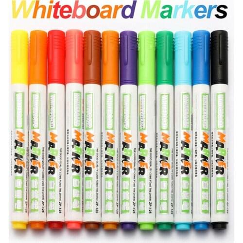 12 Colors White Board Markers Pen Liquid Chalk Erasable Glass Ceramics Maker Pen Environmental Office School Painting Sationery